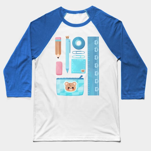 Bear School Supplies Baseball T-Shirt by Lobomaravilha